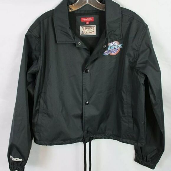 NEW MITCHELL AND NESS UTAH JAZZ JACKET HWC WOMENS MEDIUM $100 MSRP CROPPED BLACK - Picture 7 of 10